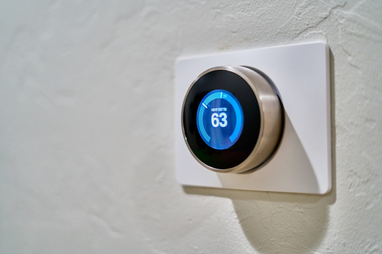 Thermostat set to 63 degrees